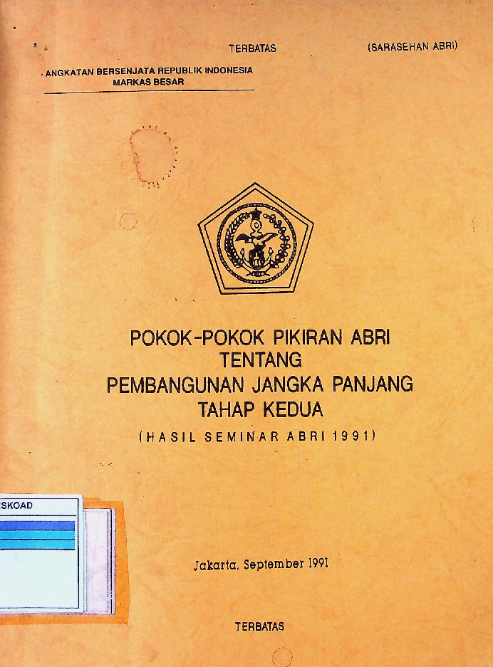Pokok Pokok Pikiran Abri Tentang Pembangunan Jangka Panjang Tahap Kedua
